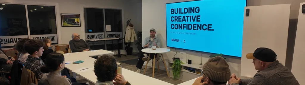 Participants listening during the Creative Confidence event at The Valley Hub