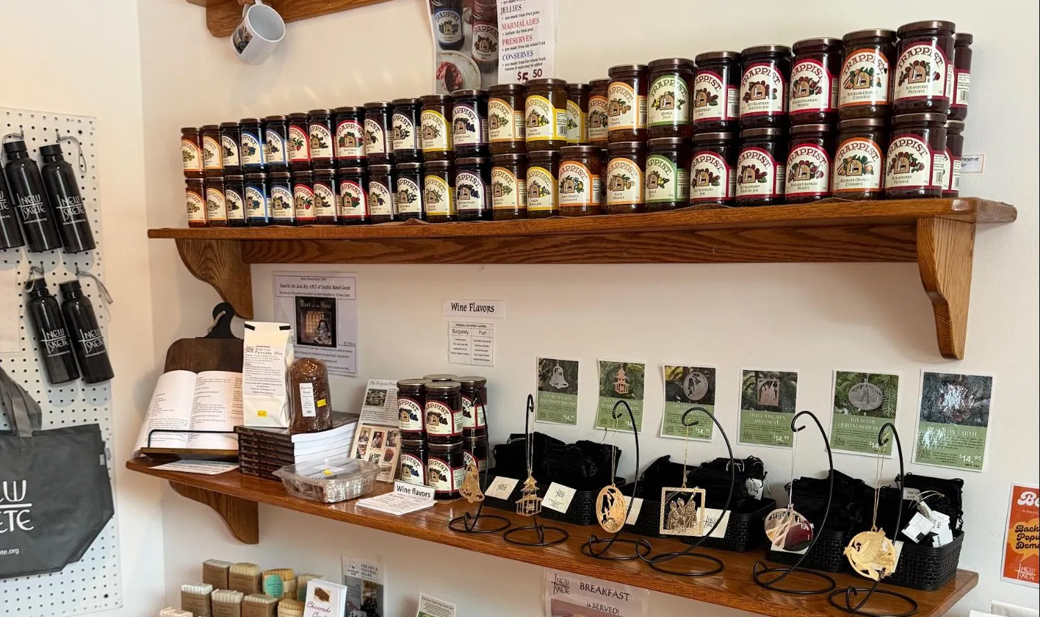 Local pantry products displayed on farm store shelves