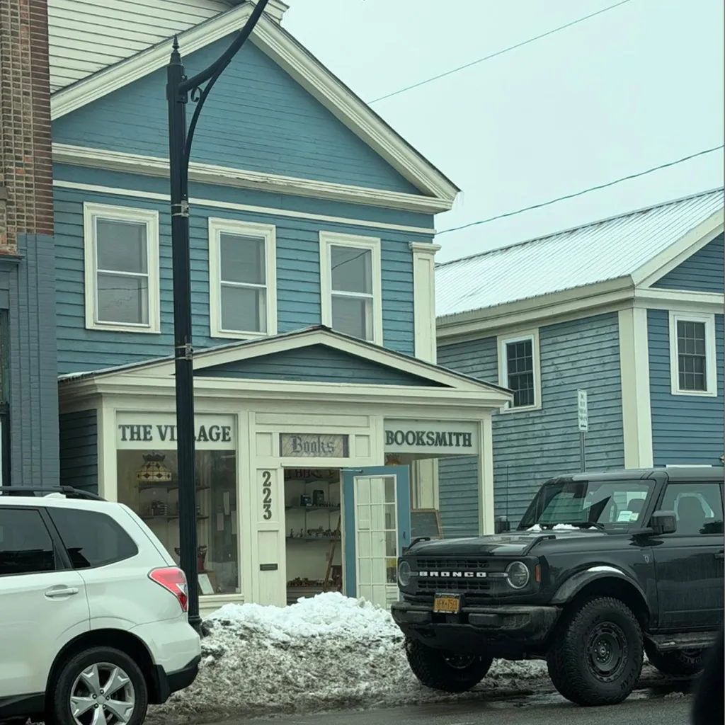A Main Street storefront on a snowy day in Washington County