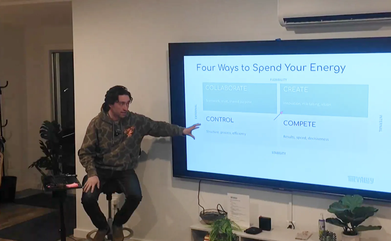 Andrew Flynn presenting a collaboration framework at The Valley Hub