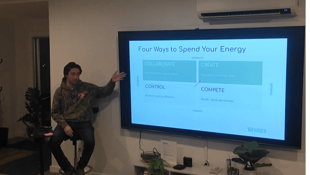 A presenter sharing work in The Valley meeting room